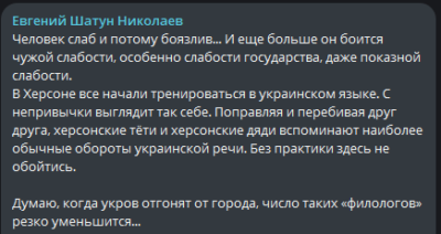 Публікація Ніколаєнка від листопада 2022 року